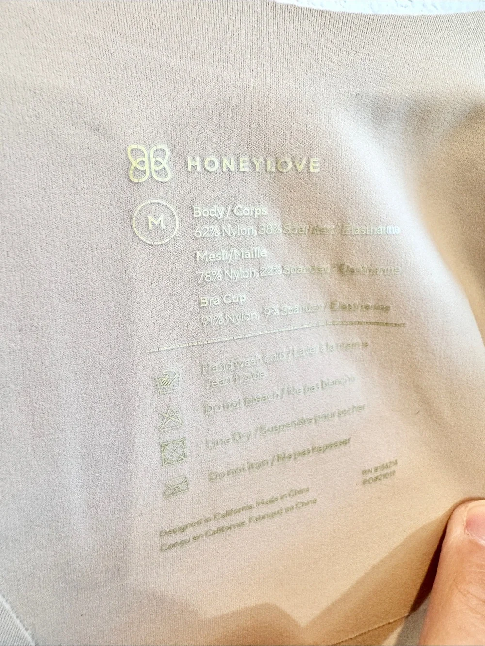 HoneyLove LiftWear Tank Sand Nude Size Medium Shaper Shapewear Built In Bra H69